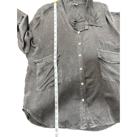 JS Millenium Top Grey Button-Up Long Sleeve Blouse Italy Women One Size Fit All - Picture 6 of 7
